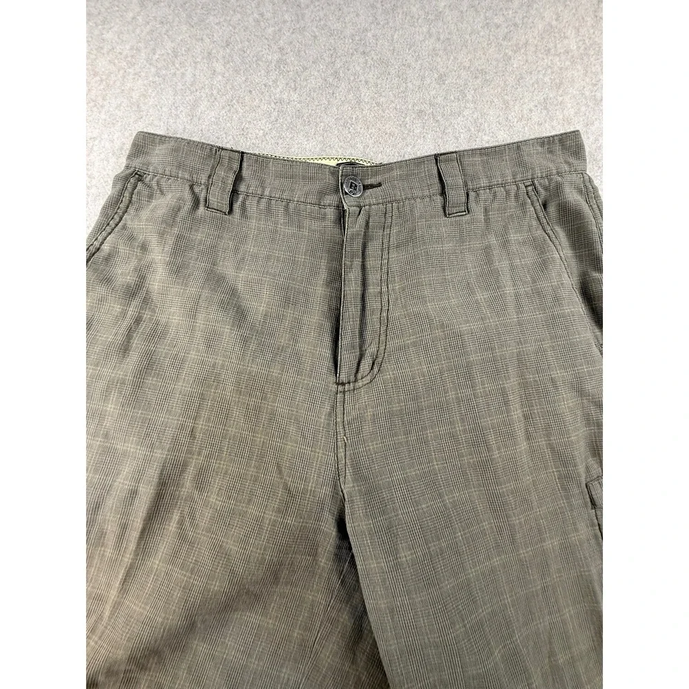 Anchor Blue Mens Cargo Shorts 34 Olive Green Plaid Flat Front Cotton Blend V-009